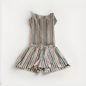 State of Day Women's S 2-Pc. Sleeveless Linen Blend Pajamas Set Pastel Stripe